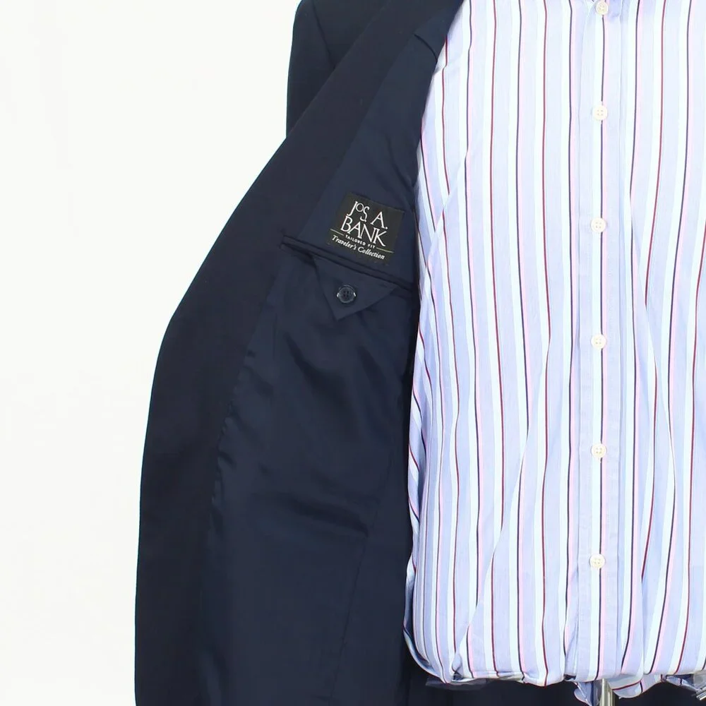 Jos. A. Bank 42R Navy Solid 2-Button Sport Coat Blazer Jacket T703